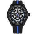 Aviator Black and blue/Rubber/Black/Silver Dial/Black Case | Black Dial