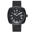 Davenport Engraved-Case Leather-Band Watch w/ Date Black | Black Dial
