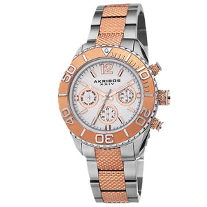 Ultimate Swiss Quartz Multifunction Silver-Tone and Rose-Tone Stainless Steel Bracelet Watch Silver/Rose