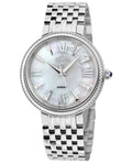 Genoa GV2 Women's Diamond Swiss Quartz Watch, White MOP dial, Diamond Cut Bezel, 8 Diamonds on Dial, Bracelet | White Dial