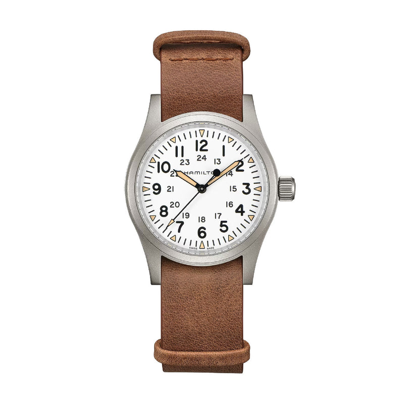 Khaki Field White / Leather | White Dial