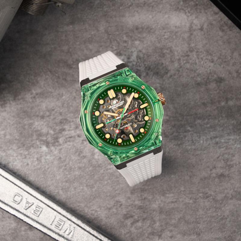 Ravello Automatic Green & White/ Silicone | Green Dial