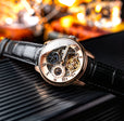 Longitude Automatic Skeleton Rose Gold / Black Leather | Rose Gold Dial