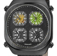 Quattro Zone GV2 Swiss Quartz, 316L Black Case, Black Bezel, Black dial, Sub Dials, Black Italian Leather Strap | Black Dial