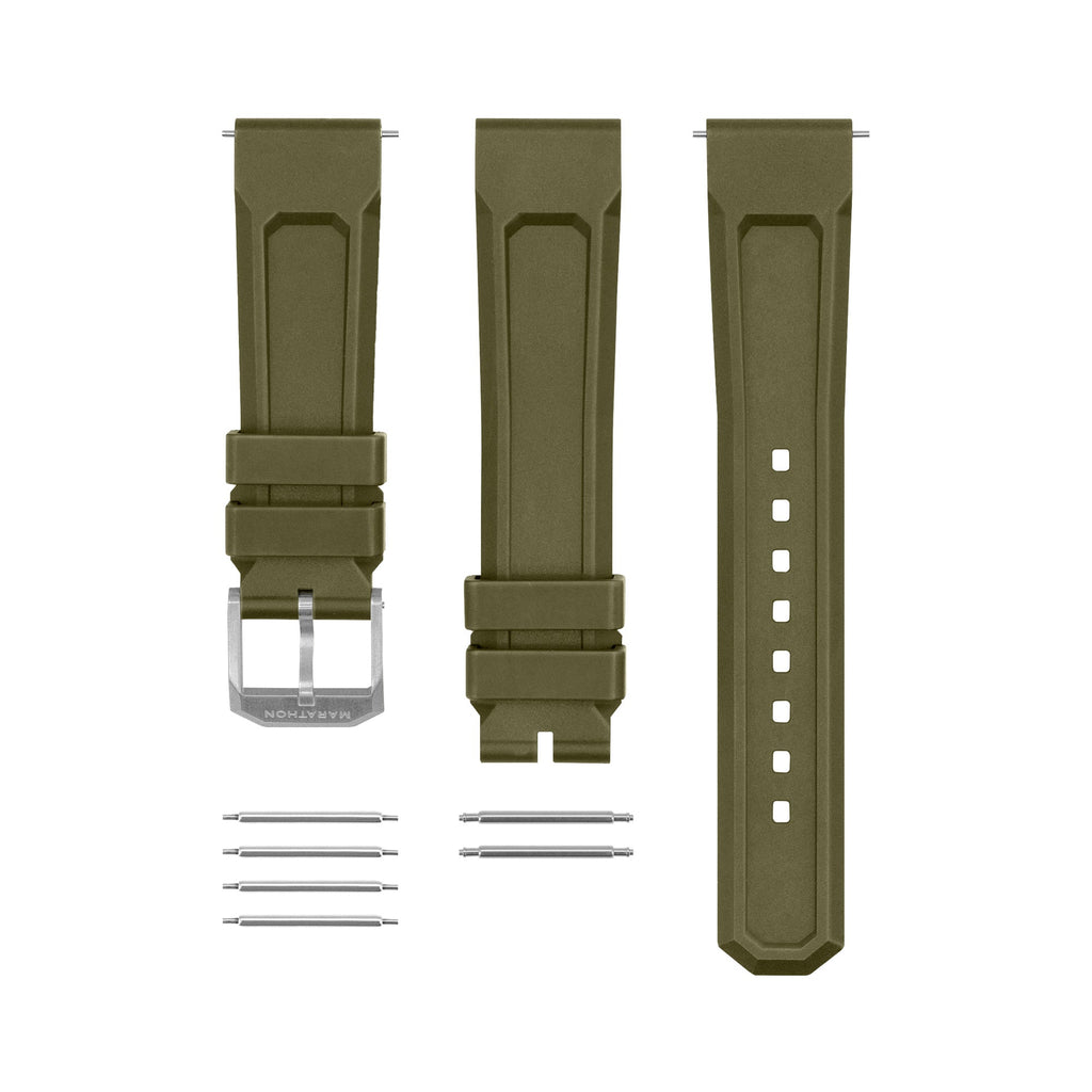 Marathon 3-PIECE RUBBER STRAP KIT, OD GREEN, PARKERIZED, 20MM GREEN RUBBER/3PC 20MM