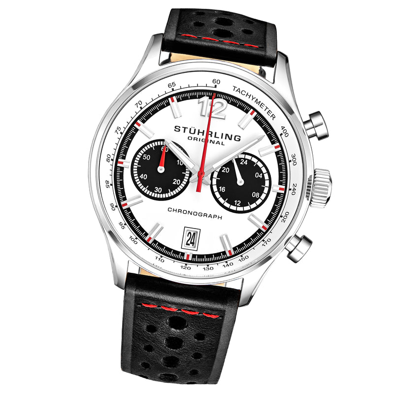 Monaco Black/Leather/White Dial/Silver Case 933.01 | White Dial
