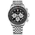 Japanese Chronograph RaceWay 44mm Quartz Watch Black/Stainless Steel | Black Dial