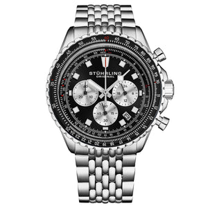 Japanese Chronograph RaceWay 44mm Quartz Watch Black/Stainless Steel | Black Dial