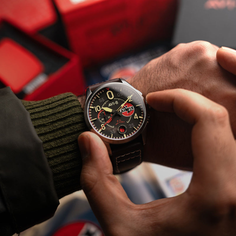 Lock Chronograph Black / Brown Leather | Black Dial