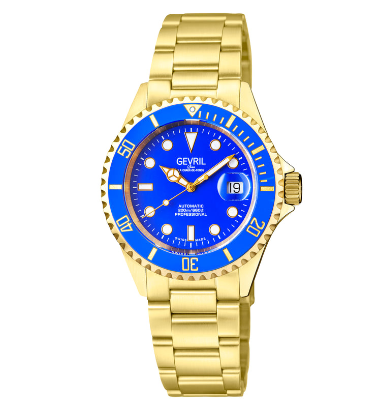 Wall Street Swiss Automatic  SW200 Blue Ceramic Bezel, IPYG Bracelet, Blue dial | Blue Dial