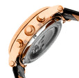 Winston Semi-Skeleton Leather-Band Watch Rose Gold/White | White Dial
