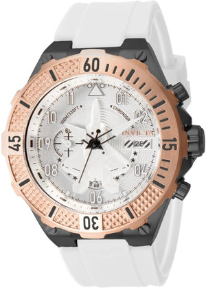 Aviator Chronograph Silver Dial / White Silicone Strap
