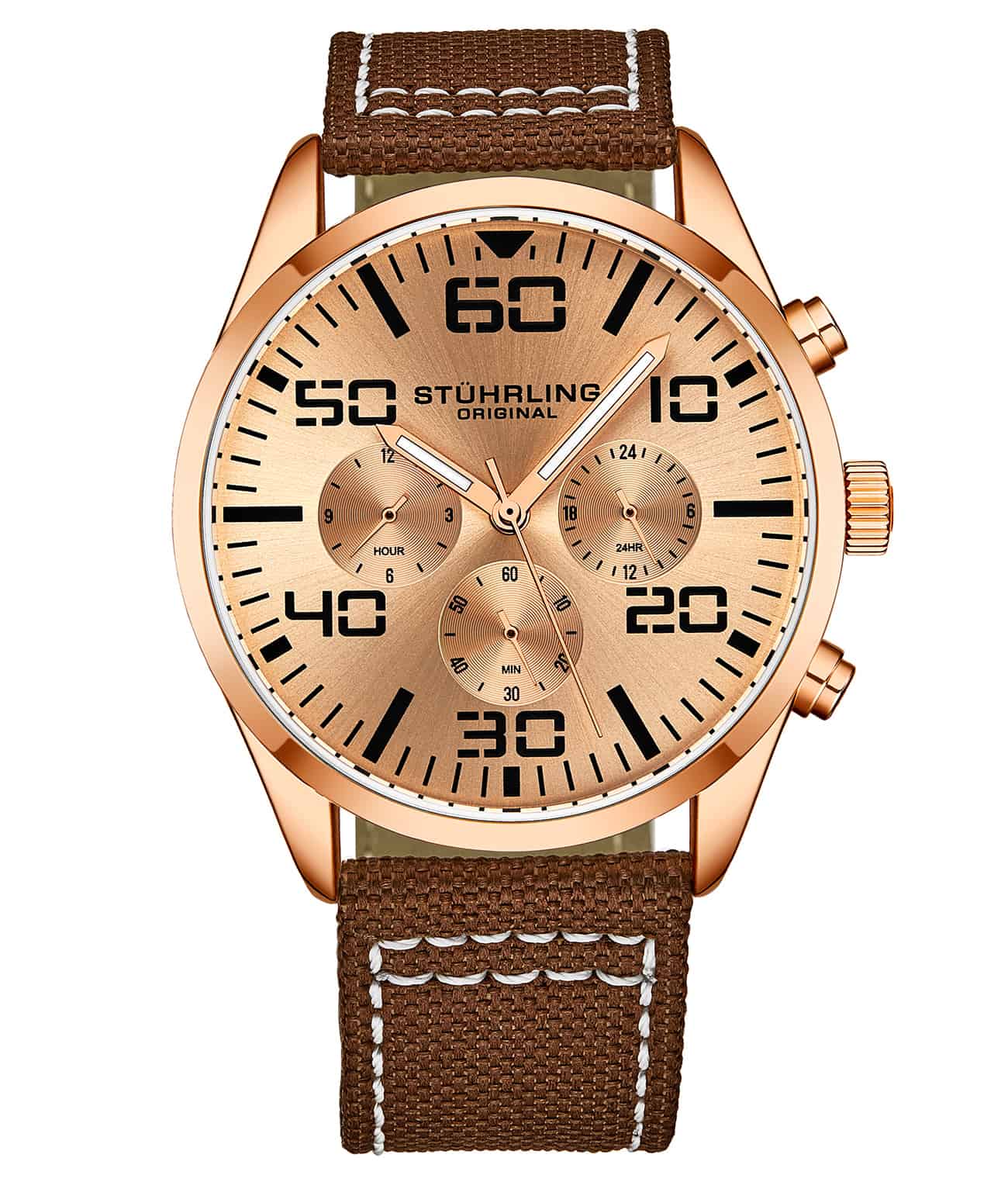 Aviator Rose Dial/ Brown Nylon | Rose Gold Dial