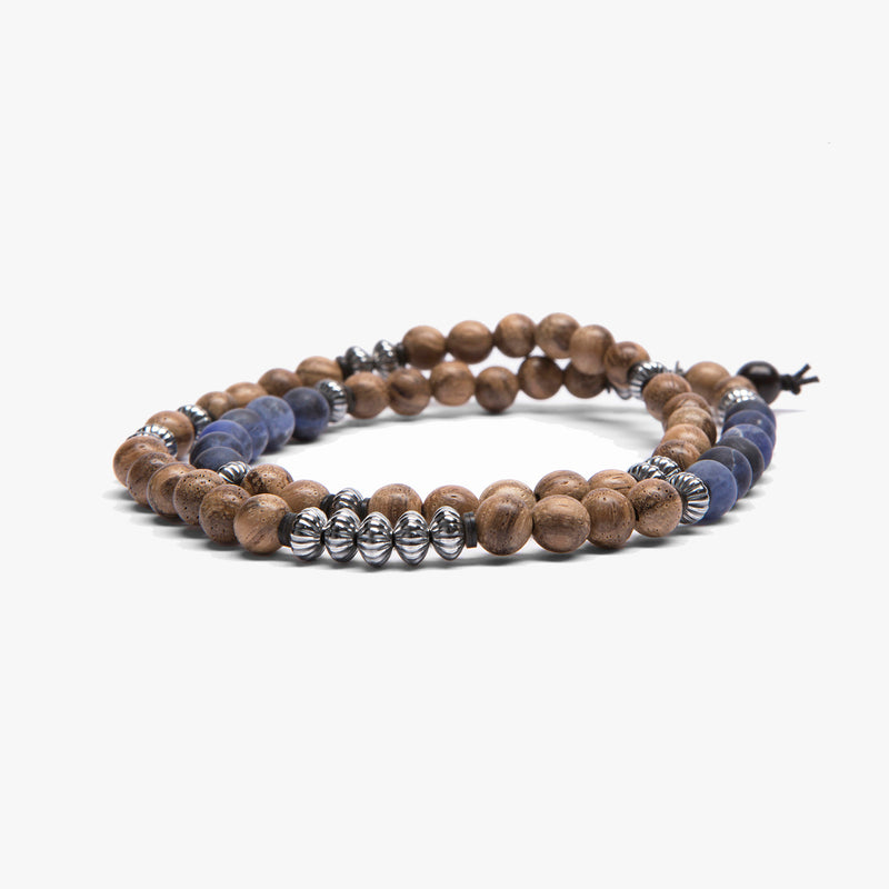 Sandalwood Double, Sterling, Blue Sodalite M (7.25" Wrist) |  Dial