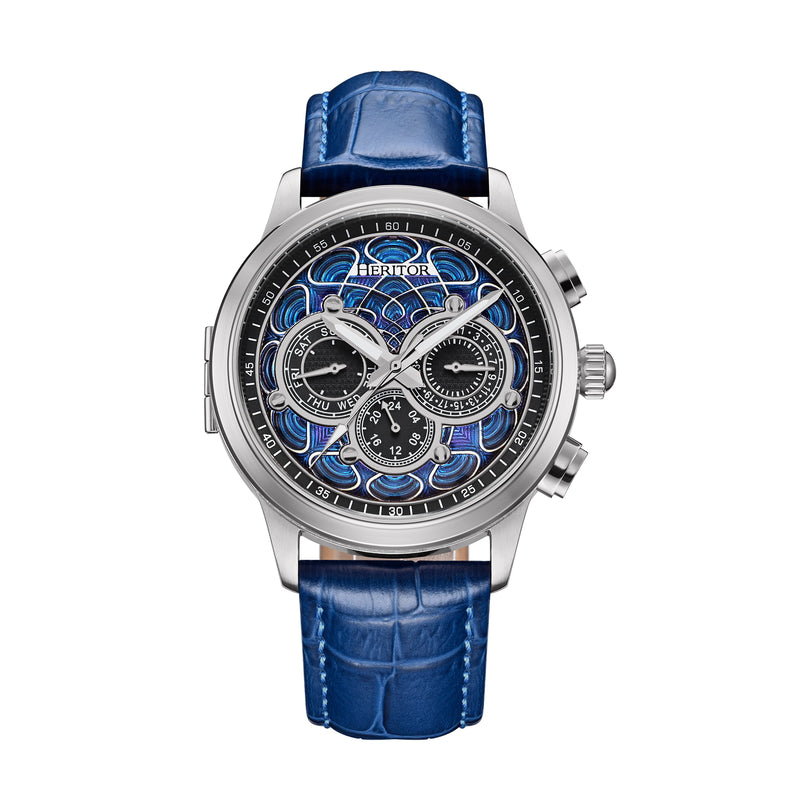 Apostle Custom Enamel Dial Watch Blue/Silver | Multi-colored Dial