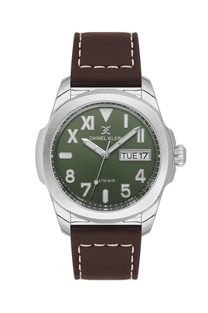 Premium Leather Aviator 5 ATM Brown / Green Dial Green Dial