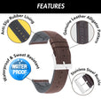 Hybrid Watch Band, Leather / Rubber Lining - Alligator Pattern Brown / 20mm |  Dial