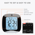 Compact Alarm Clock with Temperature and Date Clock, LCD, Alarm, Mini, Silver (25/50)
