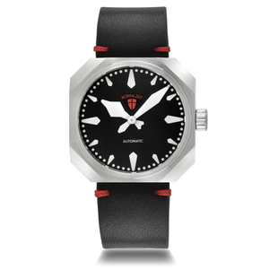 Der Grenadier Stainless Steel / Black Leather Strap | Black Dial