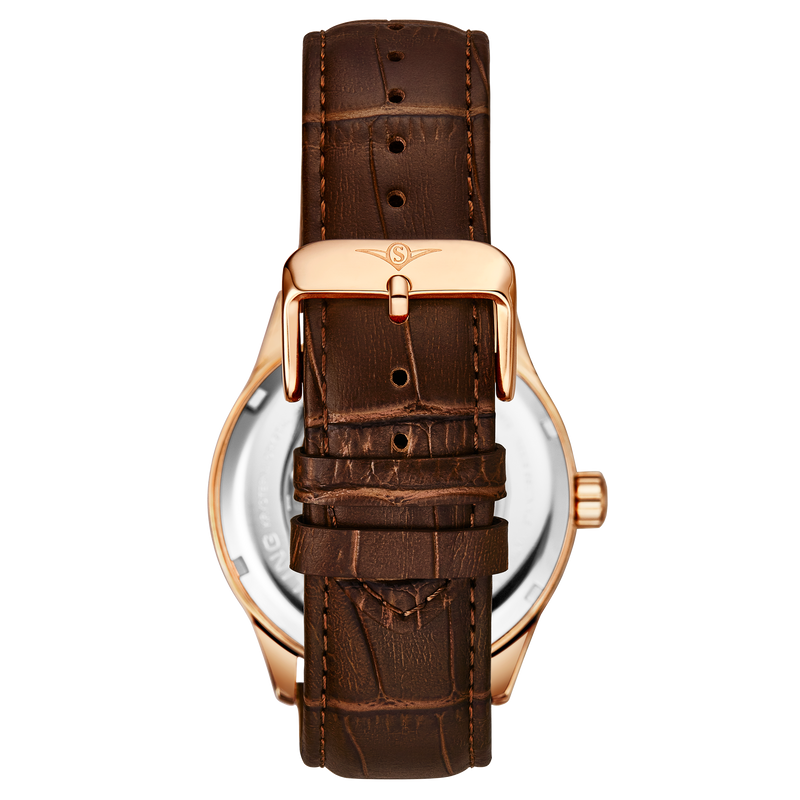 Denmark Automatic Skeleton Watch Brown/Leather | White Dial