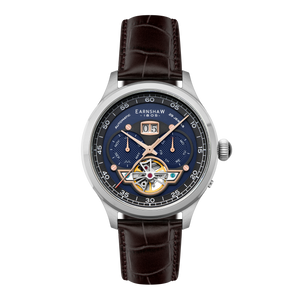 Baron Grand Date Calendar Open Heart Automatic Blue / Genuine Leather | Blue Dial