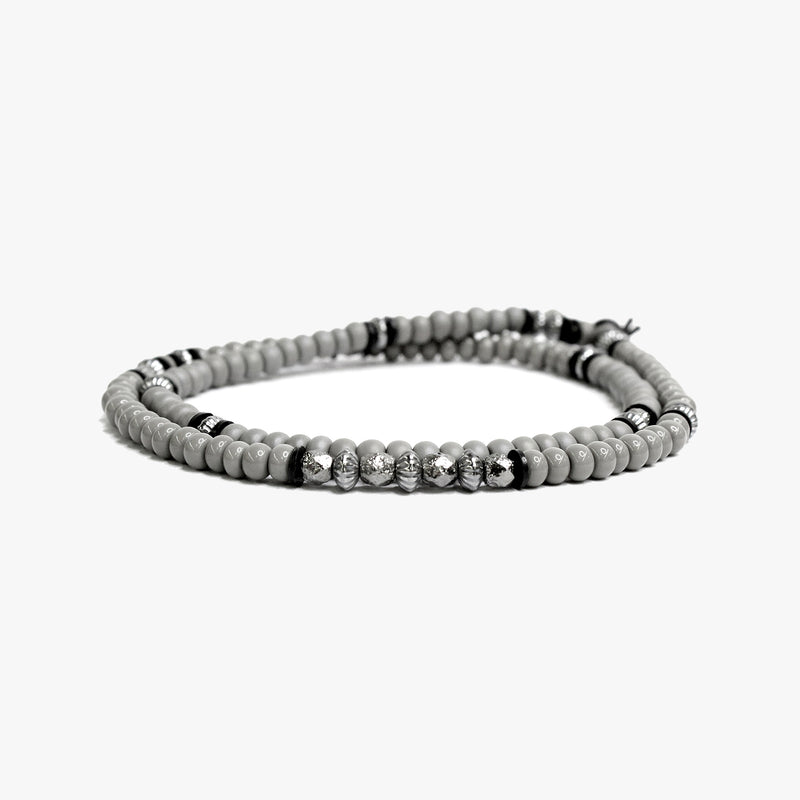 Gray Czech Glass Double, Scattered Sterling M (7.25" Wrist) |  Dial