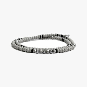 Gray Czech Glass Double, Scattered Sterling M (7.25" Wrist) |  Dial