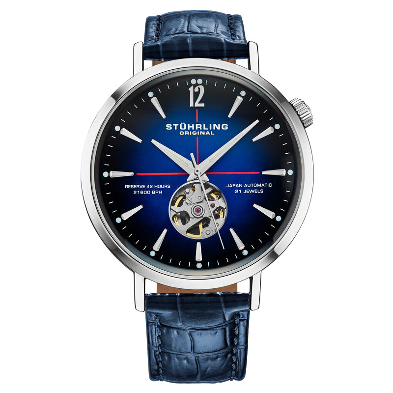 Quasar Skeleton Automatic 42mm Blue/Leather | Blue Dial