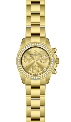 Elite Diamond Gold Dial Gold Stainless Steel Bracelet 38mm Gold Dial