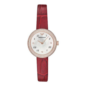 Classic Mother-Of-Pearl Dial / Burgundy Leather Strap Mother-of-Pearl Dial