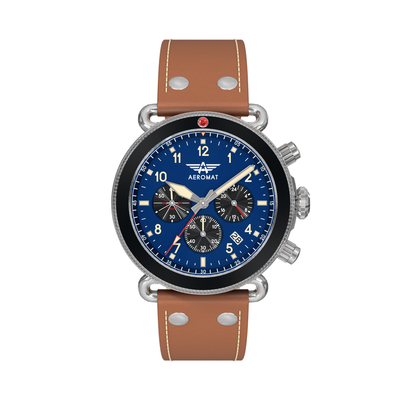 VDN Blue & Black Leather 45mm Blue - {Extended Ship Time} |  Dial