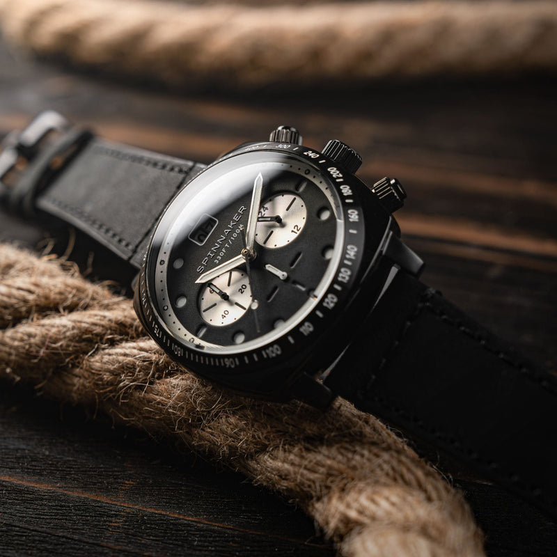Hull Chronograph Black / Leather | Black Dial