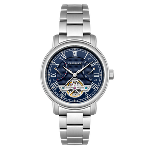 Heritage Longcase Double Retrograde Calendar Open Heart Automatic Blue / Stainless Steel | Blue Dial