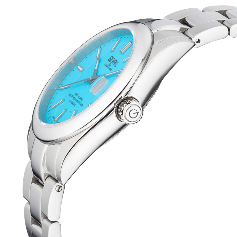 West Village Sellita SW200 Silver/Light Blue,Silver band | Blue Dial