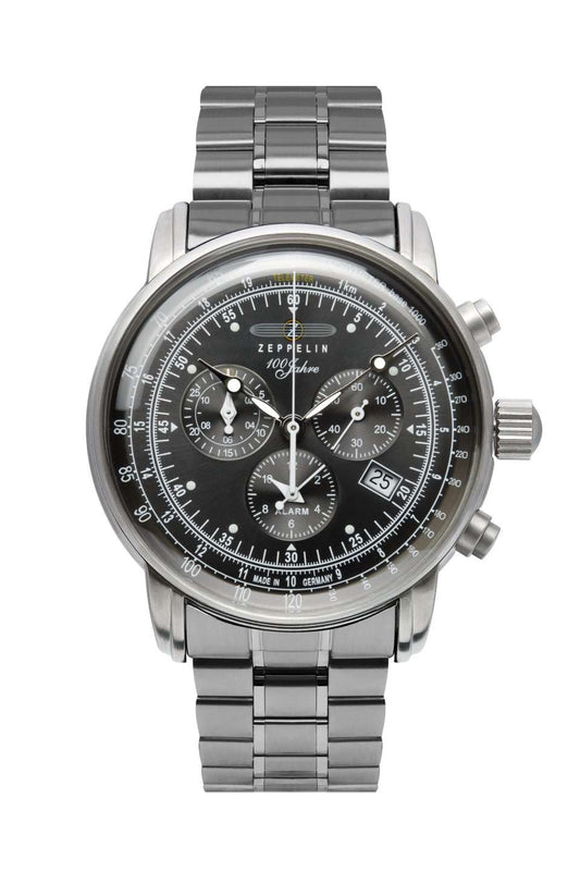 100 Jahre Chronograph Black with Metal Bracelet | Black Dial