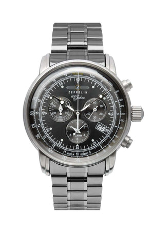 100 Jahre Chronograph Black with Metal Bracelet | Black Dial