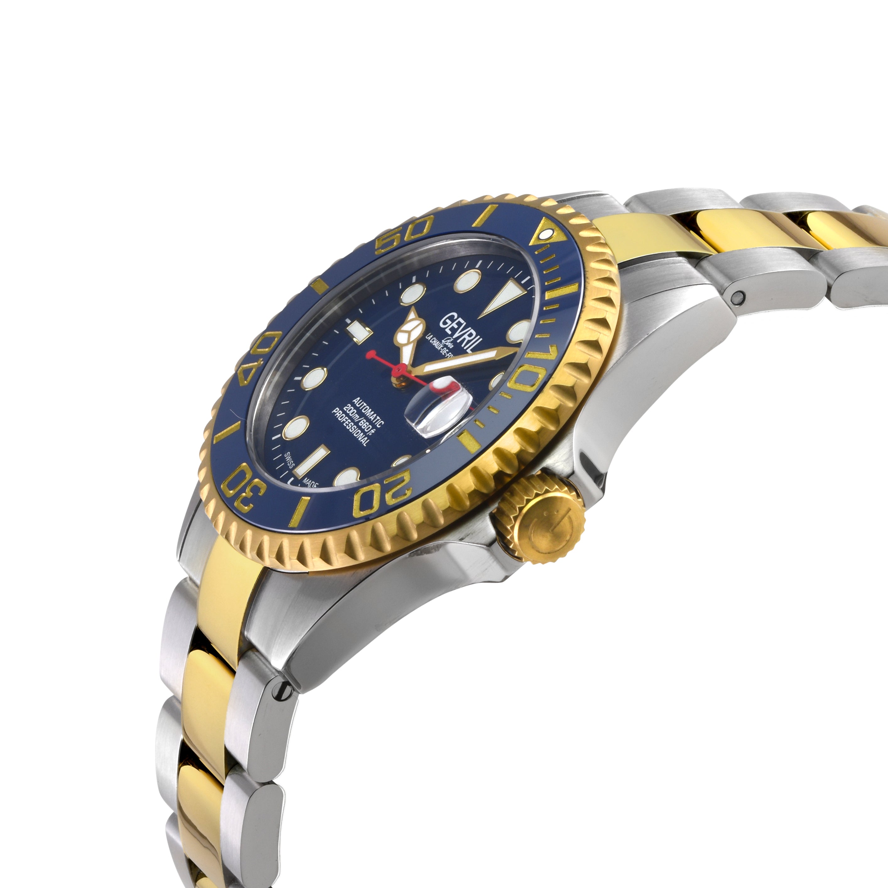Wall Street Gevril Swiss Made SW200 Steel Rotating Bezel, 316L