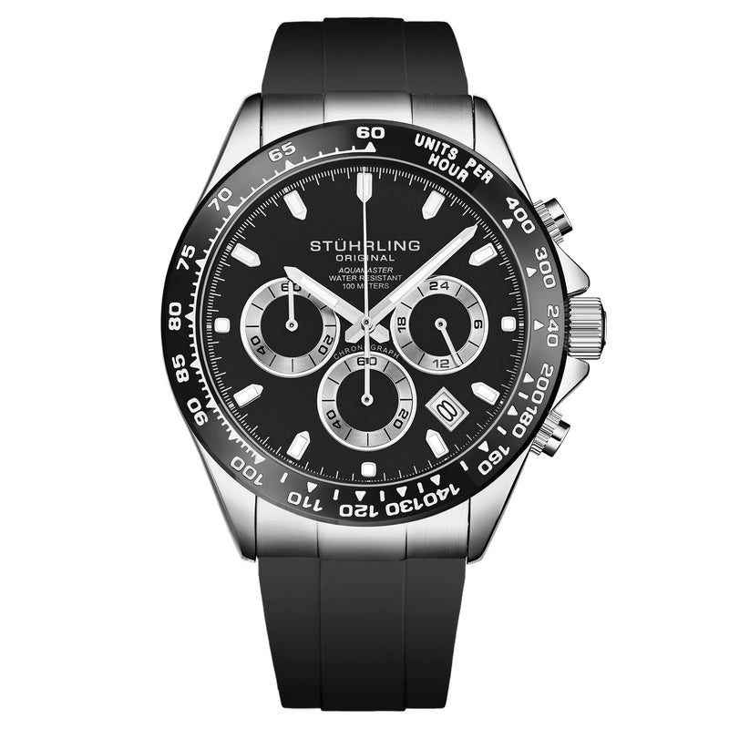 Vanguard Elite Navigator 42mm Chronograph Watch Black/Rubber | Black Dial