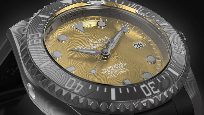 Damascus Swiss Automatic SW200 Deep Marine Explorer II Damascus/Yellow Gold Damascus Dial | Gold Dial