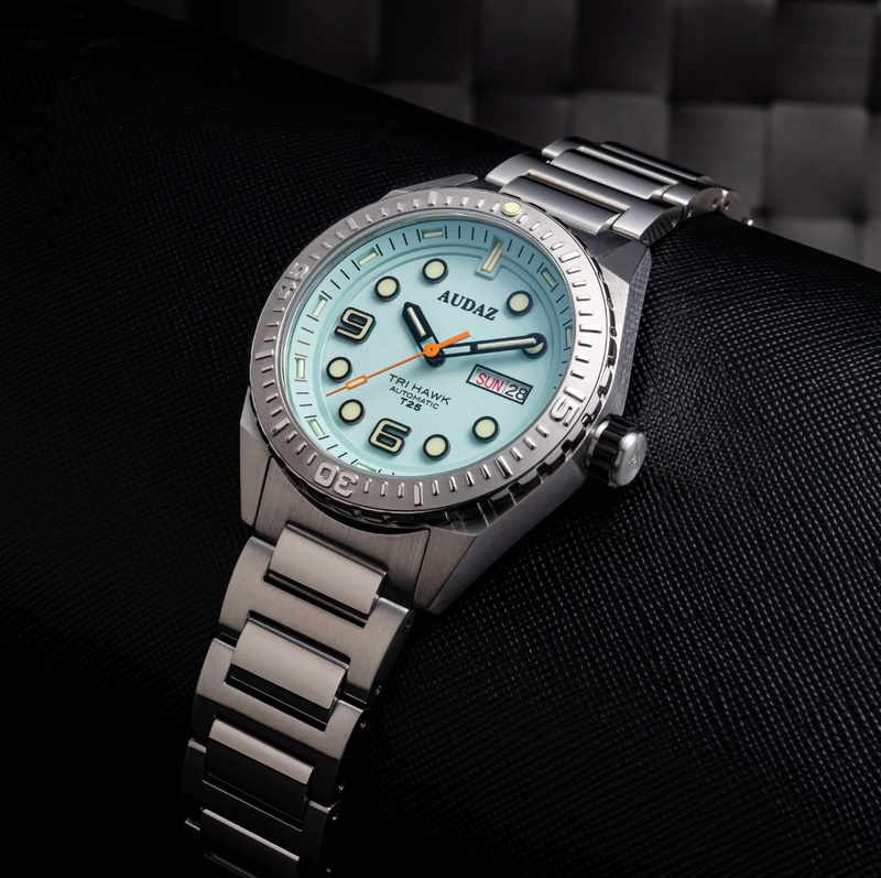 Tri-Hawk Tritium Blue with Luminous Glow Blue Dial