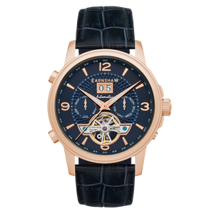 City Of London Marylebone Grand Date Calendar Open Heart Automatic Blue / Genuine Leather Strap Blue Dial