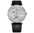 Luxe Automatic Skeleton Black/Leather | Silver Dial